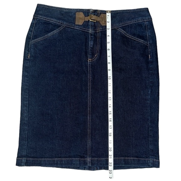 {EUC Ralph Lauren Jeans Company Premium Dark Denim Skirt Leather Details Size 8} - Picture 7 of 7